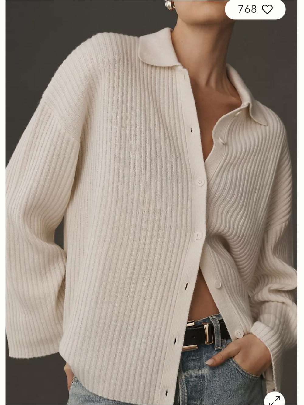 Reformation Fantino Cashmere Cardigan Button Sweater